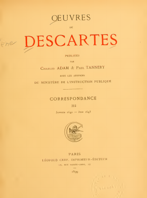 Couverture de Descartes - Oeuvres complètes (AT) III